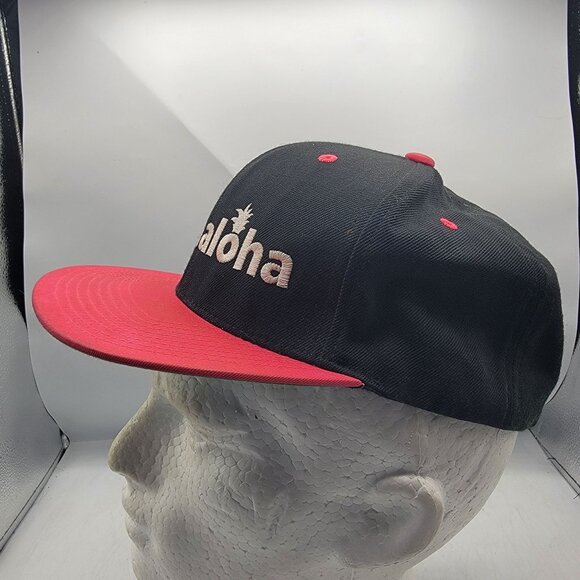 Team Aloha Snapback Hat Black Red Adjustable Outdoors Casual Lightweight - Picture 2 of 9